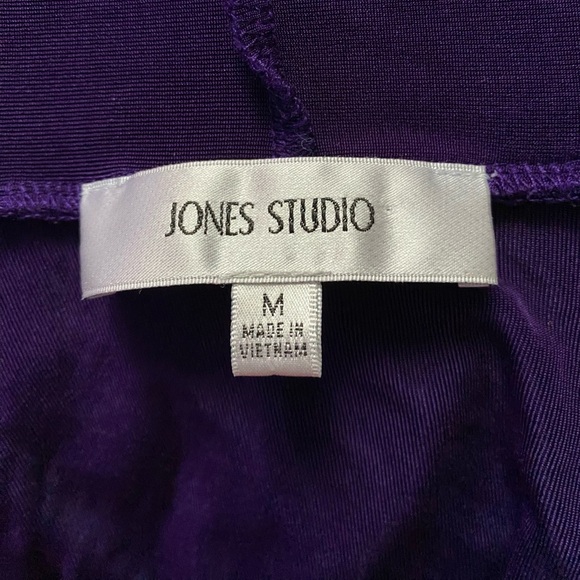 JONES STUDIO Long Sleeve Drape Front Open Silky Cardigan Purple Womens Size M - Picture 5 of 7